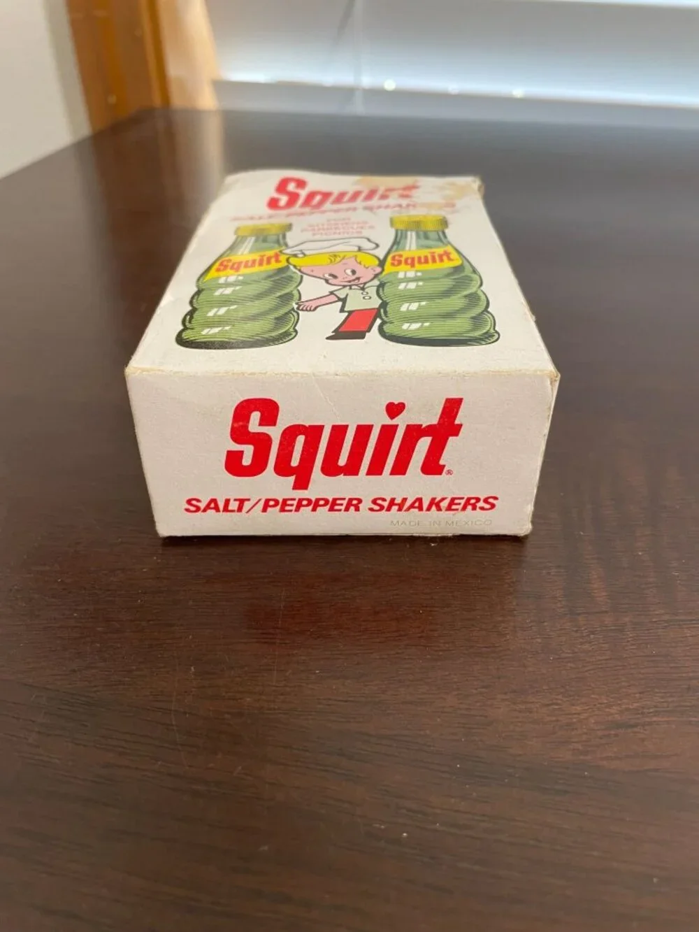 Vintage 1974 Squirt Soda Bottle Glass Salt and Pepper Shaker Set